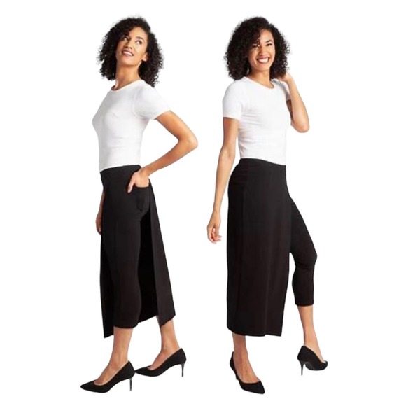 Betabrand Womens Size XXL Black Sassies Capri Pant Skirt Skort - Picture 2 of 7